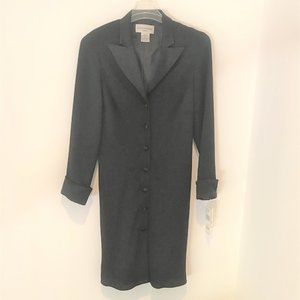 Dress, Evan-Picone, Button down, Satin Lapel/Cuff